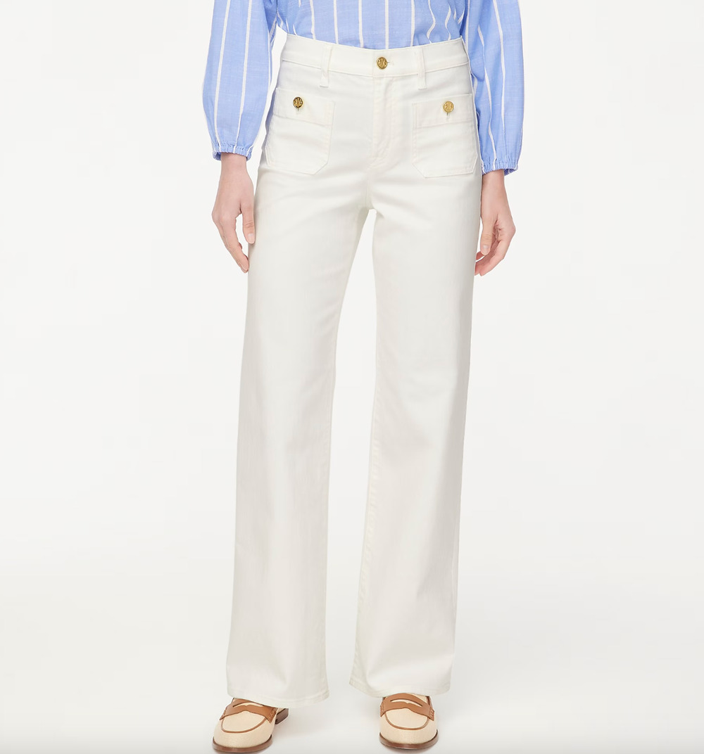 J.Crew Petite Slim Wide Leg Sailor Jean All Day Stretch Retro White US 35 P NWT